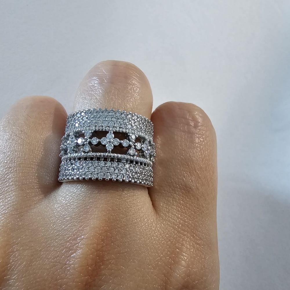 RATED White 925 silver sapphire ring - Picture 5 of 11
